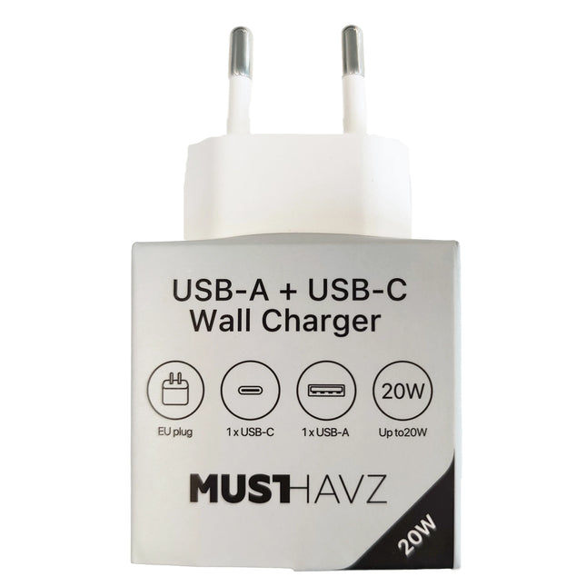 MUSTHAVZ - Charger - USB-C + USB-A - 20 W - White image