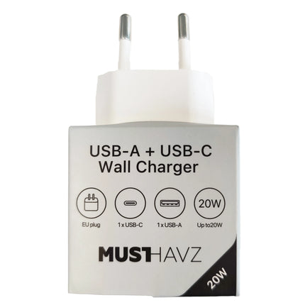 MUSTHAVZ - Charger - USB-C + USB-A - 20 W - White image