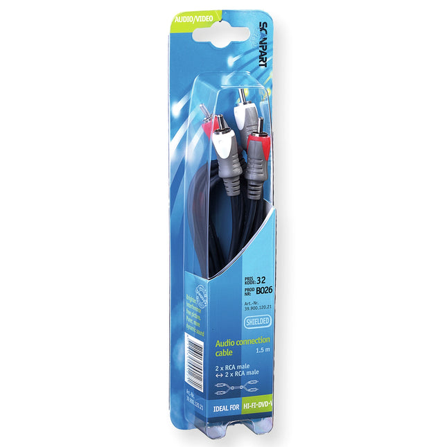 SCANPART - Audiocable - 2 x Tulp (Male) - 2 x Tulp (Male) - 1.5 m image