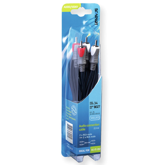 SCANPART - Audiocable - 2 x Tulp (Male) - 2 x Tulp (Male) - 2.5 m image