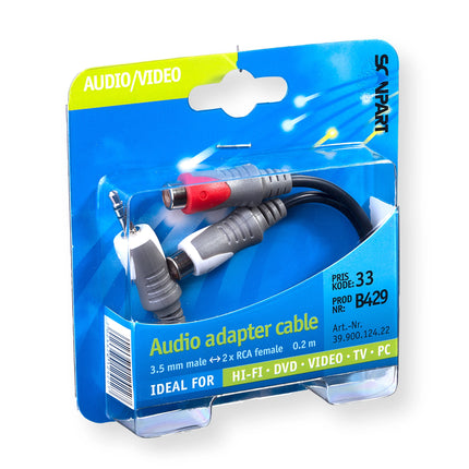 SCANPART - Audio cable - Adapter cable - 3.5 mm Jack (Male) - 2 x Tulp (Female) - 0.2 m image