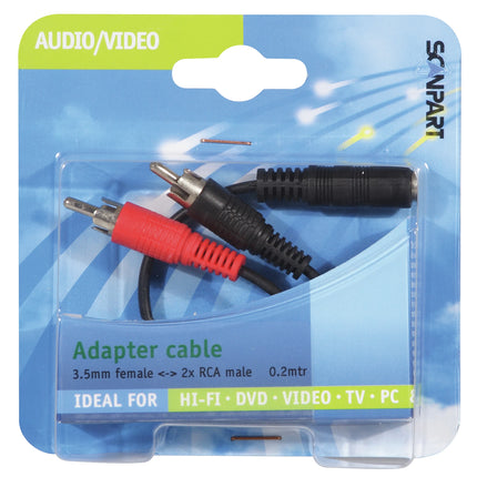 SCANPART - Audio cable - Adapter cable - 3 x Tulp (Male) - 3.5 mm Jack (Female) - 0.2 m image