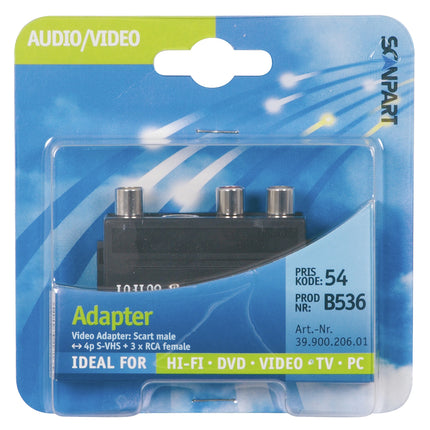 SCANPART - Plug Adapter Scart - SCART - 3 x RCA (Female) + S-Video   On-Off Switch |Returnable image