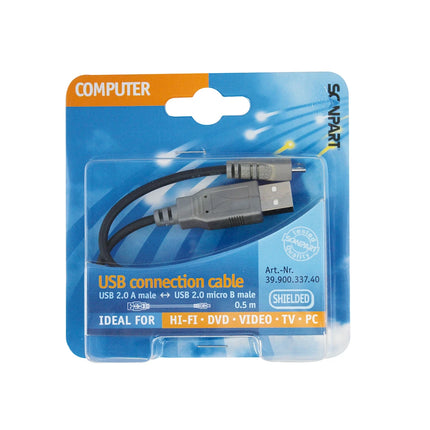 SCANPART - Charging- and Data cable - USB-A (Male) - Micro USB (Male) - 0.5 m image