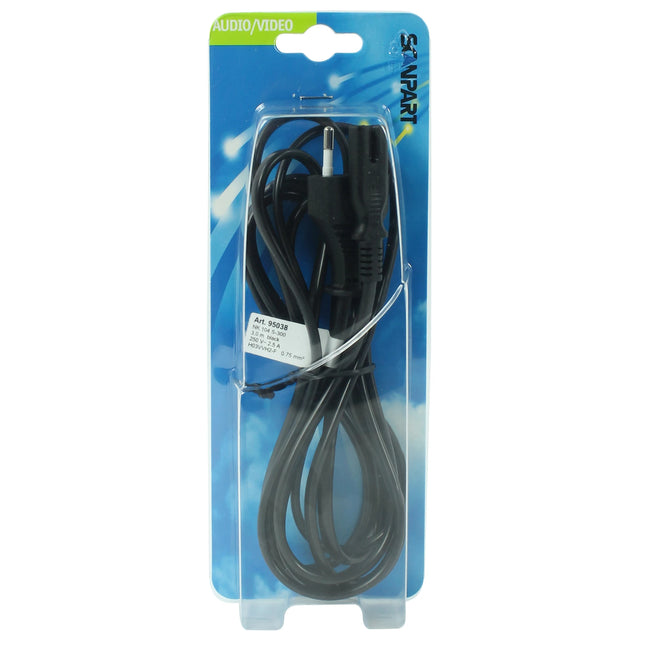 SCANPART - Device cord - Plug 230 V (Male) - C7 (Female) 3.0 m 2 x 0.75 mm image