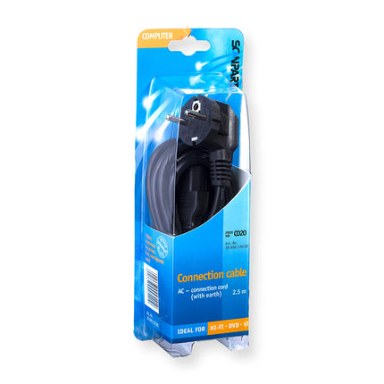 SCANPART - Device cord - Plug 230 V (Male) - C14 (Female) 2.5 m 3 x 1.5 mm Grounded|Soft PVC|Angled plug image