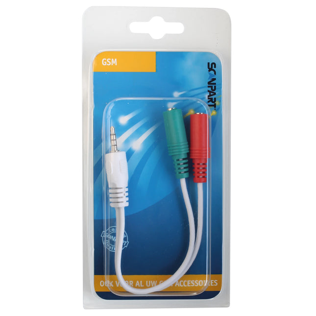 SCANPART - Adapter cable - 3.5 mm Jack (Male) - 2 x 3.5 mm Jack (Female) - 0.2 m image