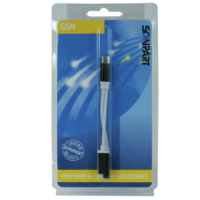 SCANPART - Charging- and Data cable - Adapter cable - USB-C (Male) - USB-C (Female) + 3.5 mm Jack (Female) - 0.1 m image