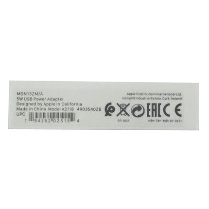 APPLE - Charger - USB-A - 5 W - White image