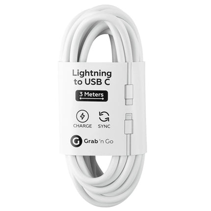 GRABN GO - Charging- and Data cable - USB-C (Male) - Lightning (Male) - 3.0 m image