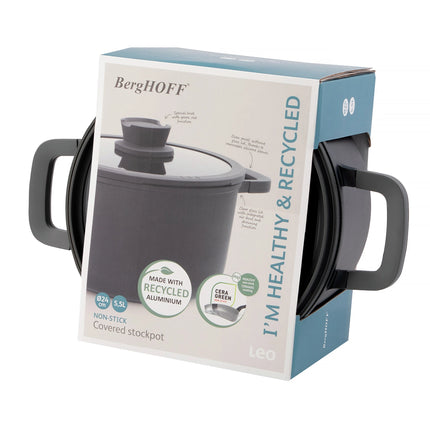 BERGHOFF - Saucepan - Leo Stone+ - Ø24 cm x 14 cm - With lid - Aluminum image