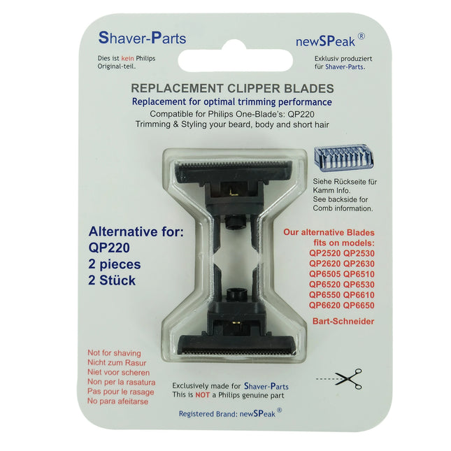 SHAVER-PARTS - Shaver attachment - Compatible with Philips One-Blade's QP220 - 2 Pieces image