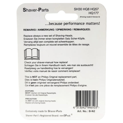 SHAVER-PARTS - Shaver attachment - Compatible with Philips SH30, HQ8, (HQ57) & HQ177 - 3 Pieces image