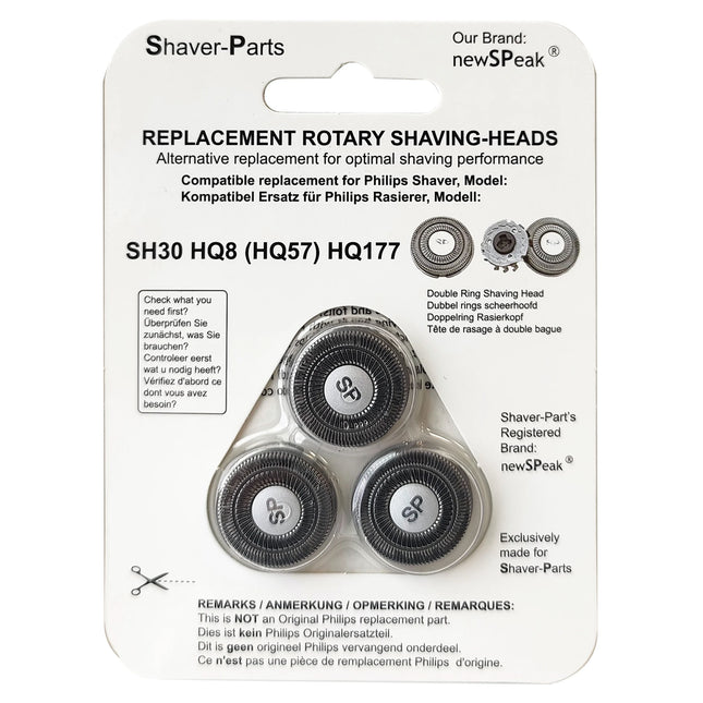 SHAVER-PARTS - Shaver attachment - Compatible with Philips SH30, HQ8, (HQ57) & HQ177 - 3 Pieces image