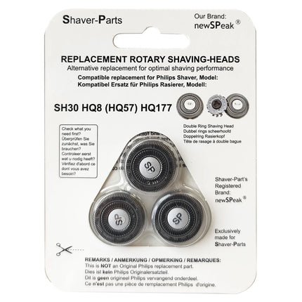 SHAVER-PARTS - Shaver attachment - Compatible with Philips SH30, HQ8, (HQ57) & HQ177 - 3 Pieces image