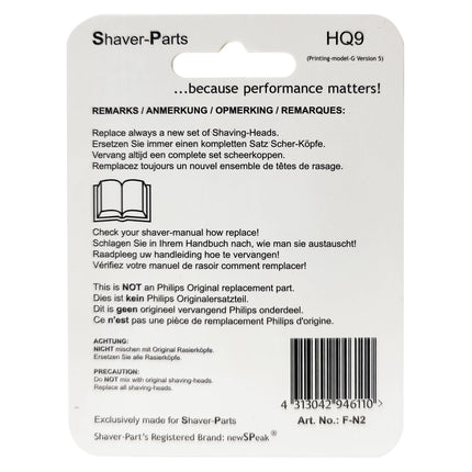 SHAVER-PARTS - Shaver attachment - Compatible with Philips HQ9, HQ8 & HQ177 - 3 Pieces image