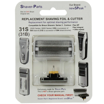 SHAVER-PARTS - 31S - Shaver attachment - Compatible with Braun series 5000 & series 6000 - Razor blade + blade block image