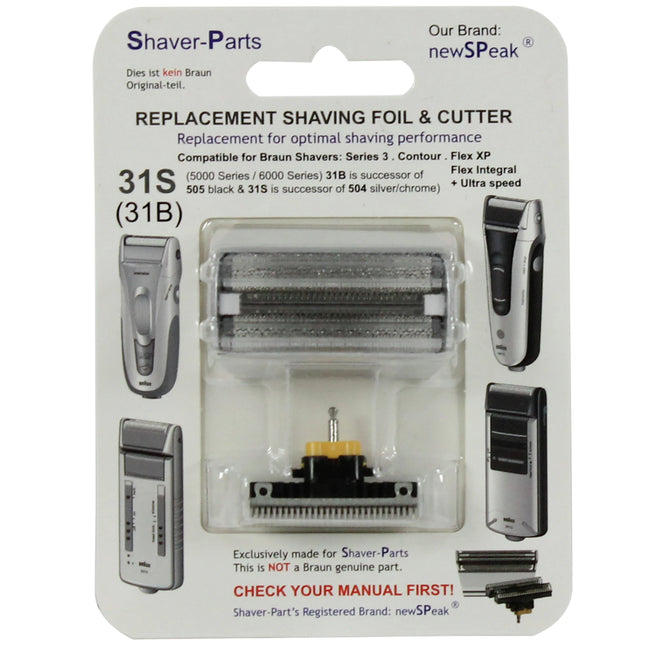 SHAVER-PARTS - 31S - Shaver attachment - Compatible with Braun series 5000 & series 6000 - Razor blade + blade block image