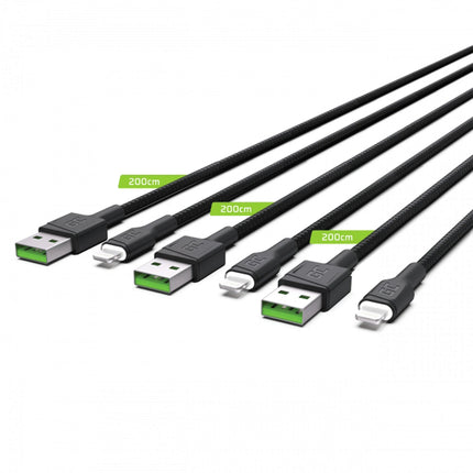 GREEN CELL - Charging and data cable - USB-A (Male) - Lightning (Male) - Set - 3 Pieces - 2 m image