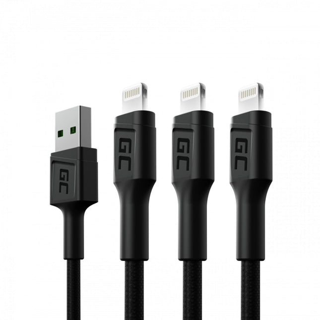 GREEN CELL - Charging and data cable - USB-A (Male) - Lightning (Male) - Set - 3 Pieces - 2 m image
