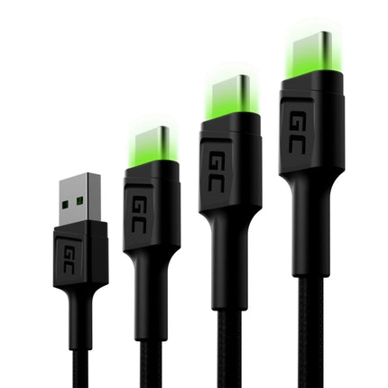 GREEN CELL - Charging and data cable - USB-A (Male) - USB-C (Male) - Set - 3 Pieces - 30 cm|1.2 m|2 m image