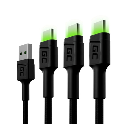 GREEN CELL - Charging and data cable - USB-A (Male) - USB-C (Male) - Set - 3 Pieces - 1.2 m image