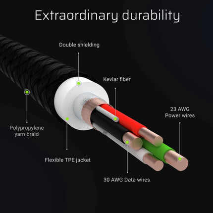 GREEN CELL - Charging and data cable - USB-A (Male) - USB-C (Male) - Set - 3 Pieces - 2 m image
