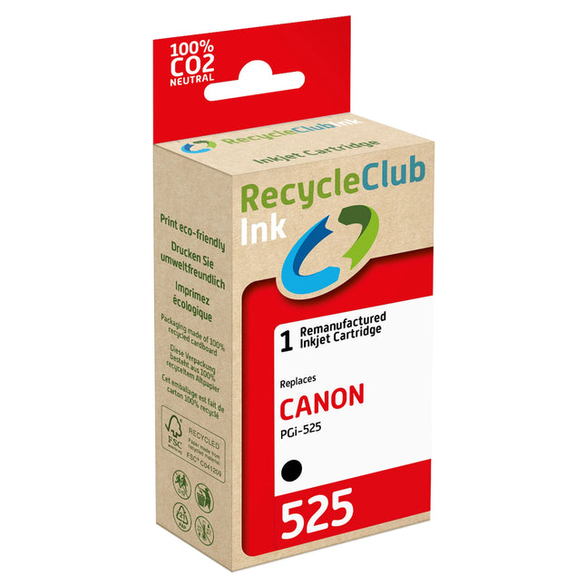 RECYCLECLUB Cartridge PGI-525PGBK - Black - Suitable for Canon image