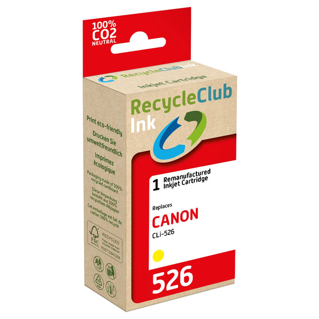 RECYCLECLUB Cartridge CLI-526Y - Yellow - Suitable for Canon image
