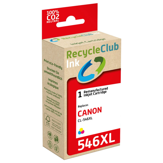 RECYCLECLUB XL Cartridge CL-546 XL - MultiColor - Suitable for Canon image