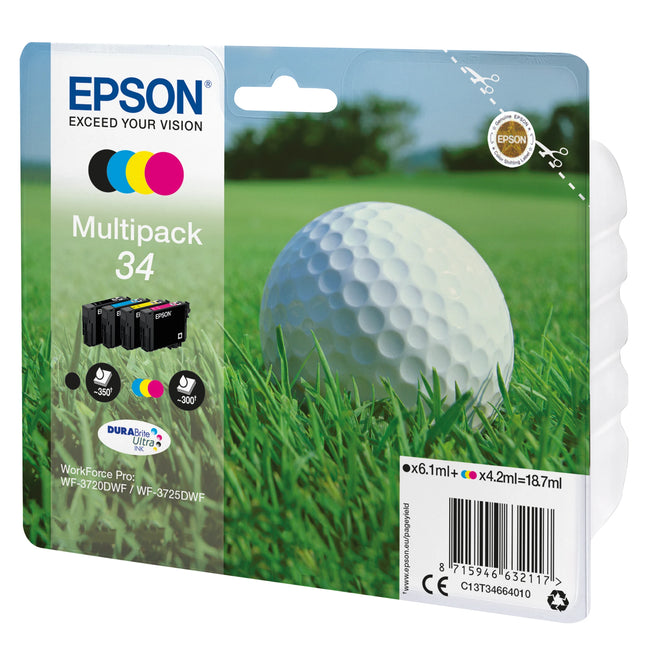 EPSON Cartridge 34 - Multipack - Black + Cyan + Magenta + Yellow image