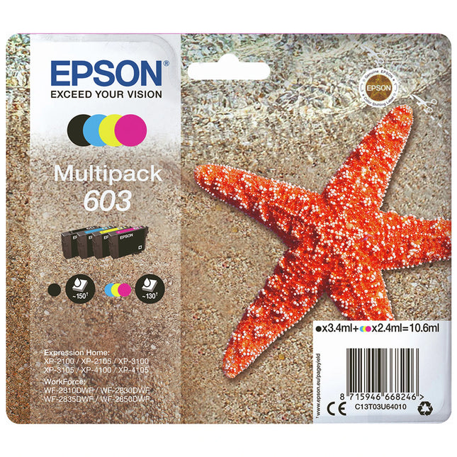 EPSON Cartridge 603 - Multipack - Black + Cyan + Magenta + Yellow image