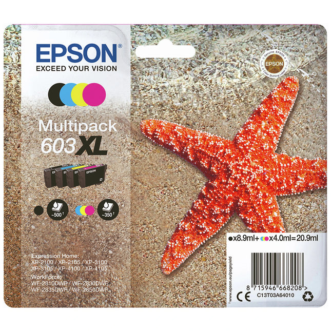 EPSON XL Cartridge 603XL - Multipack - Black + Cyan + Magenta + Yellow image
