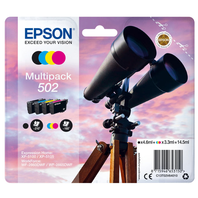 EPSON Cartridge 502 - Multipack - Black + Cyan + Magenta + Yellow image