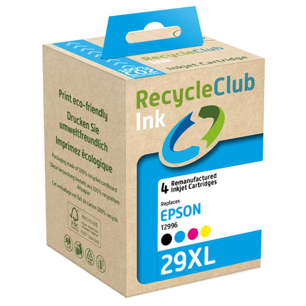 RECYCLECLUB XL Cartridge 29XL - Multipack - Black + Cyan + Magenta + Yellow - Suitable for Epson image