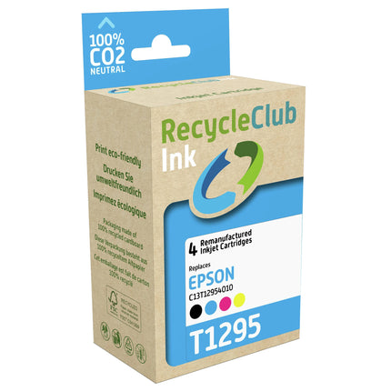 RECYCLECLUB XL Cartridge T1295 - Multipack - Black + Cyan + Magenta + Yellow - Suitable for Epson image