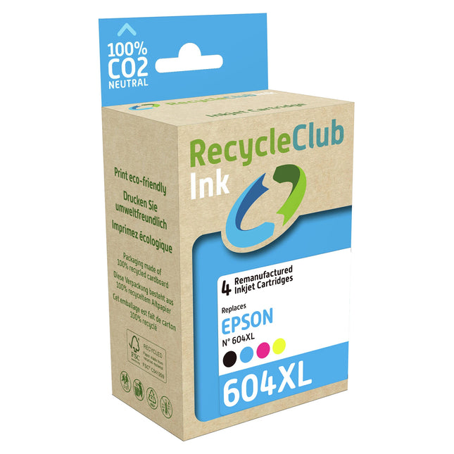 RECYCLECLUB Cartridge 604XL - Multipack - Black + Blue + Red + Yellow - Suitable for EPSON image