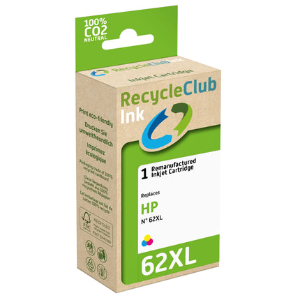 RECYCLECLUB XL Cartridge 62XL - MultiColor - Suitable for HP image