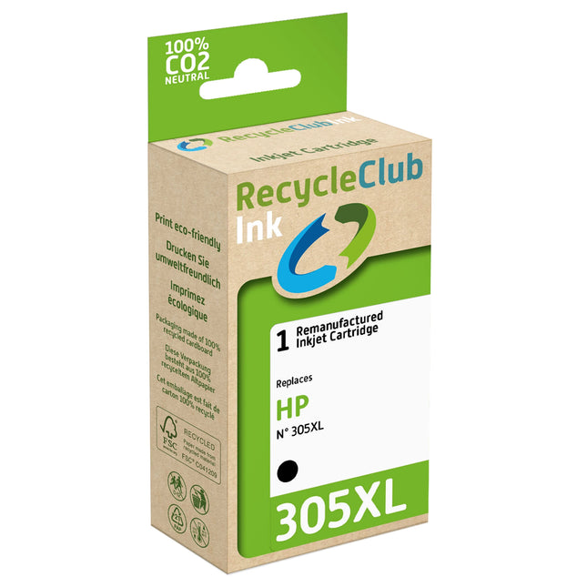 RECYCLECLUB Cartridge 305XL - Black - Suitable for HP image