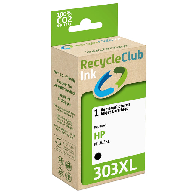 RECYCLECLUB XL Cartridge 303XL - Black - Suitable for HP image