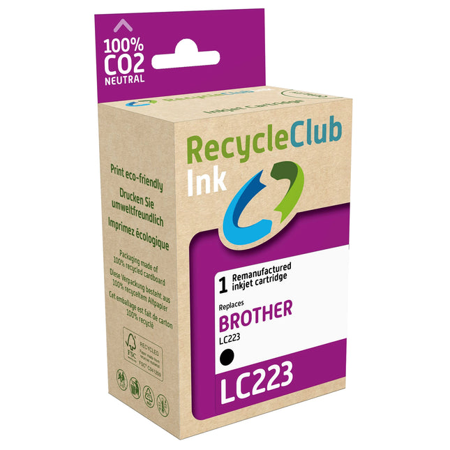 RECYCLECLUB Cartridge LC223BK - Black - Suitable for Brother image