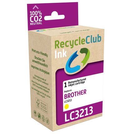 RECYCLECLUB Cartridge LC3213Y - Yellow - Suitable for Brother image