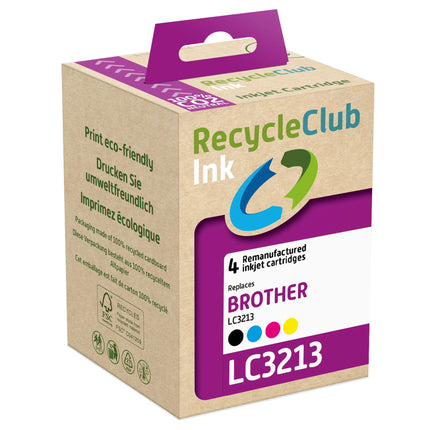 RECYCLECLUB XL Cartridge LC3213 - Multipack - Black + Cyan + Magenta + Yellow - Suitable for Brother image