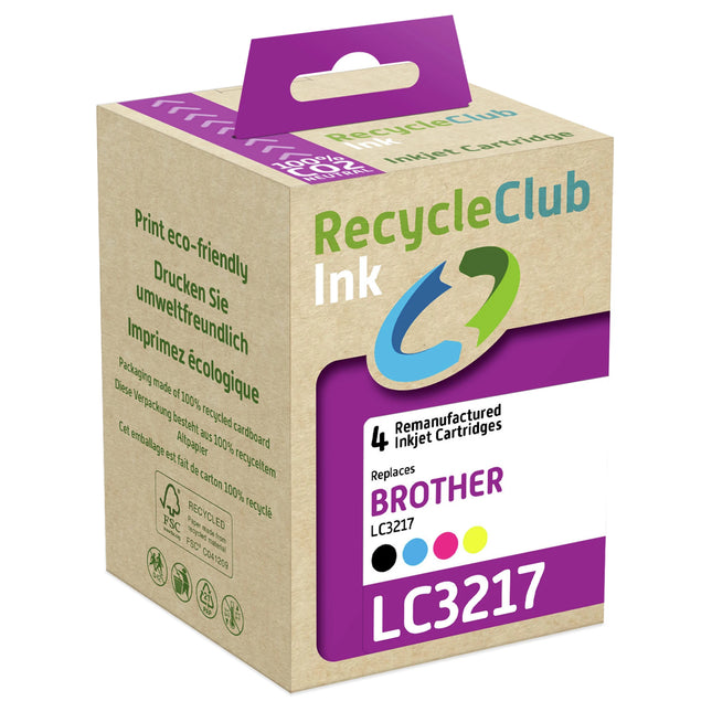 RECYCLECLUB Cartridge LC3217 - Multipack - Black + Cyan + Magenta + Yellow - Suitable for Brother image