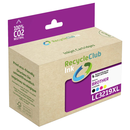 RECYCLECLUB XL Cartridge LC3219XL - Multipack - Black + Cyan + Magenta + Yellow - Suitable for Brother image