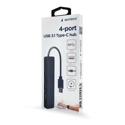 GEMBIRD - Docking station - USB-C (Male) - 4 x USB-A (Female) 0.15 m  USB 3.1 image