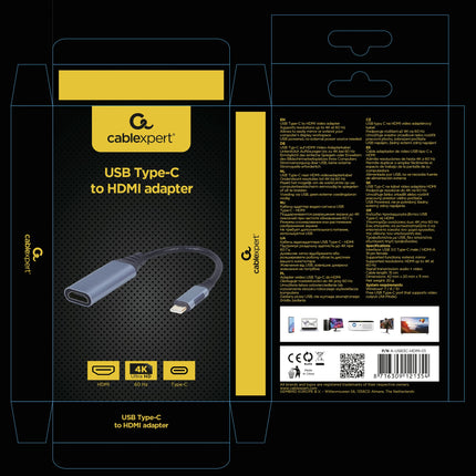 CABLEXPERT - HDMI cable - Adapter cable - USB-C (Male) - HDMI (Female) - 0.15 m image