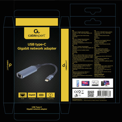 CABLEXPERT - Adapter cable - USB-C (Male) - RJ45 (Female) - 0.15 m image