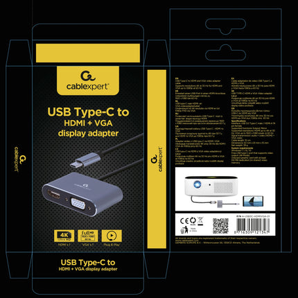 CABLEXPERT - Adapter cable - USB-C (Male) - HDMI (Female) + VGA (Female) - 0.15 m image