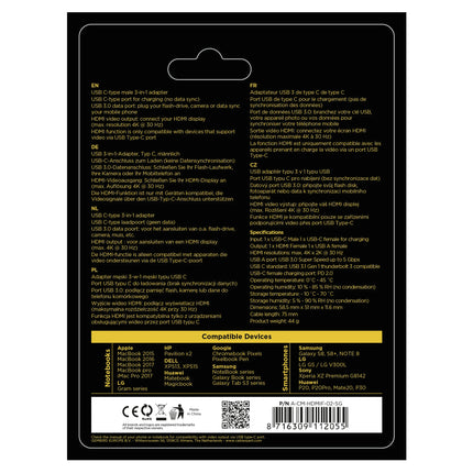 CABLEXPERT - Adapter cable - USB-C (Male) - HDMI (Female) + USB-A (Female) + USB-C (Female) - 0.15 m image